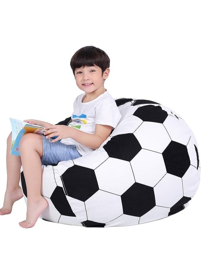 Arabest 18IN / 46CM Soccer Football Stuffed Animal Storage Bean Bag Chair Cover, Premium Velvet Organizer with Zipper Holds 60+ Toys, Washable Kids Room Decor for Toddler Toy Storage Organizer - Image 1